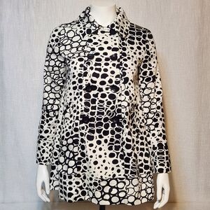 Appraisal Jacket Black White Circle Print Small Large Button A Frame Flare